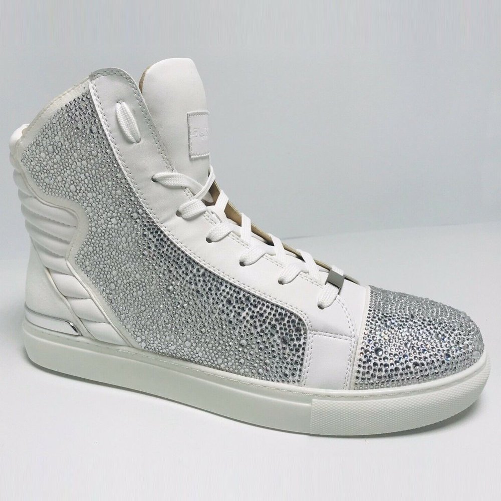 Men's Jump by J75  White Jeweled Sparta Hi Fashion Sneakers